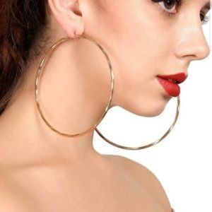 New glamorous round gold hoop earrings